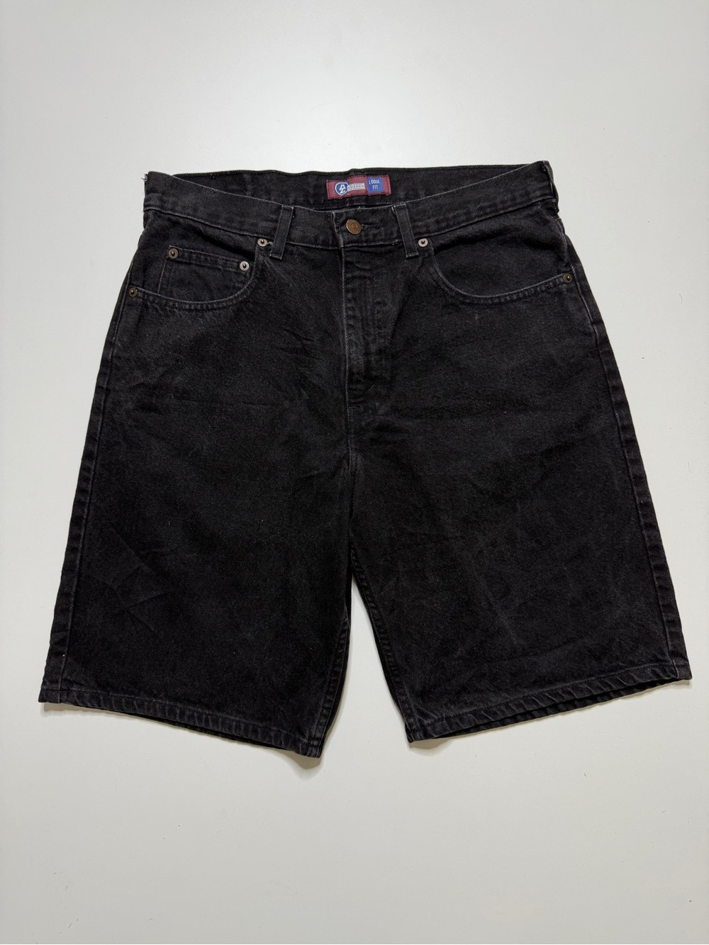Vintage Arizona Jeans Denim Shorts Jorts Mens W32 Black Baggy